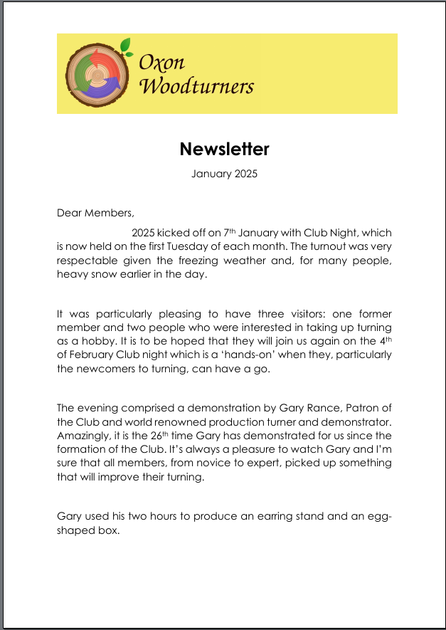 Newsletter January 2025